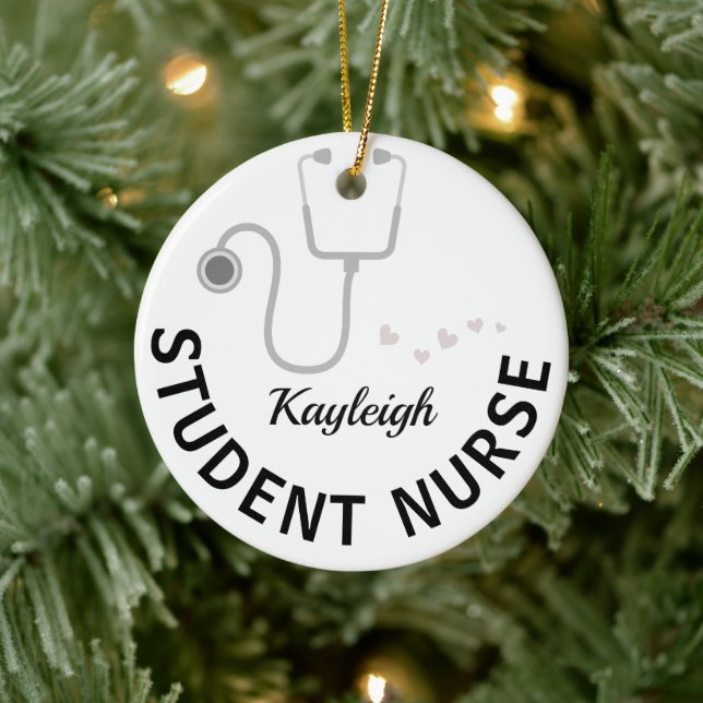 Personalised Student Nurse- stethoscope Ceramic Ornament (Tree)