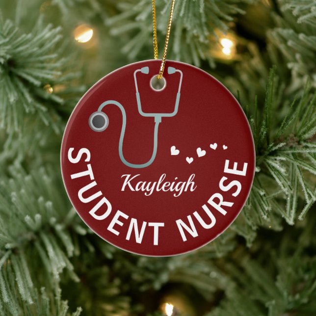 Personalised Student Nurse- stethoscope Ceramic Ornament (Tree)