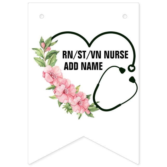 Personalised Student-Registered-Veteran Nurse Name Bunting (First Flag)