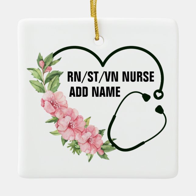 Personalised Student-Registered-Veteran Nurse Name Ceramic Ornament (Front)