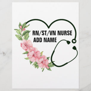 Personalised Student-Registered-Veteran Nurse Name Custom Letterhead