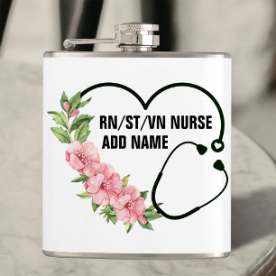 Personalised Student-Registered-Veteran Nurse Name Hip Flask