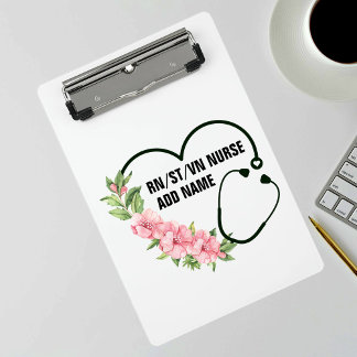 Personalised Student-Registered-Veteran Nurse Name Mini Clipboard