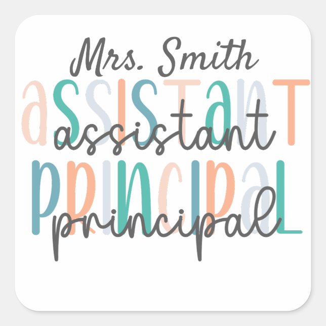 Personalised Stylish Assistant Principal  Square Sticker (Front)