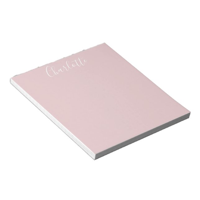 Personalised Stylish Calligraphy Name Blush Pink Notepad (Angled)