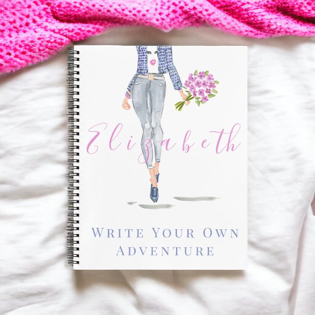 Personalised Stylish Fashion Woman Pink Flowers Notebook (Creator Uploaded)