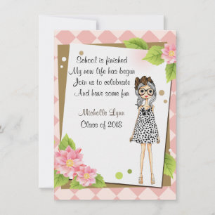 Personalised Stylish Girl Graduation Invitations