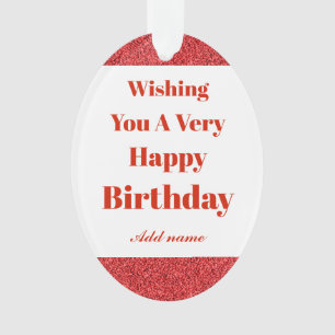 Personalised stylish happy birthday ornament