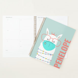 Personalised Stylish Llama Wearing a Mask Planner