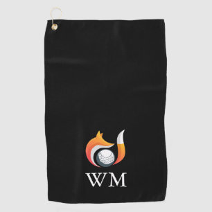 Personalised Stylish Monogram Fox And Ball  Golf Towel
