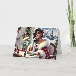 Personalised Stylish Mrs. Claus Getting Manicure  Holiday Card