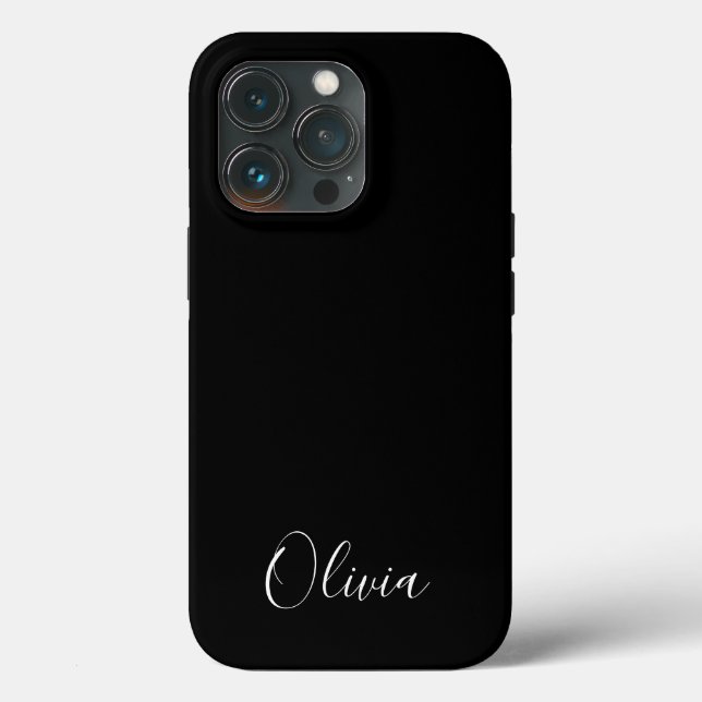 Personalised stylish script name monogram black Case-Mate iPhone case (Back)