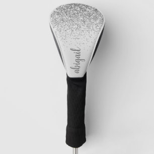 Personalised Stylish Silver Glitter Monogram Name Golf Head Cover