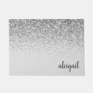 Personalised Stylish Silver Modern Monogram Name Doormat
