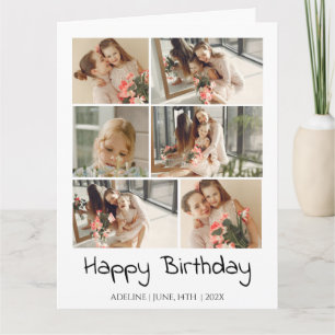 Personalised Stylish Simple Birthday Photo Collage Card