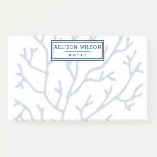 Personalised, Stylish Teal Blue Coral Pattern Post-it Notes
