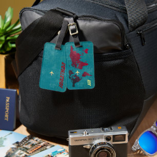 Personalised & stylish, world map air travel luggage tag