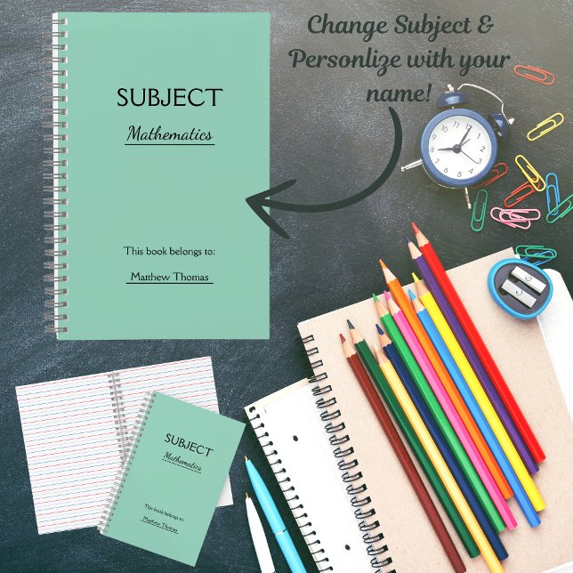 Personalised Subject Spiral Notebook (School is upon us! Get ahead and start your school supplies purchase now so you're ready for day 1!!)
