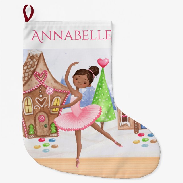 Personalised Sugar Plum Fairy Ballet Nutcracker Large Christmas Stocking (Front)