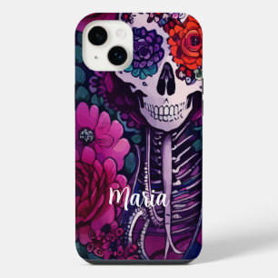 Personalised Sugar Skull Dia de los Muertes iPhone 14 Plus Case