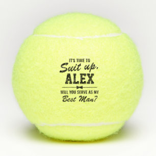 Personalised "Suit Up" Best Man Proposal Tennis Balls