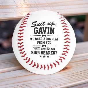 Personalised "Suit Up" Ring Bearer Proposal Baseball
