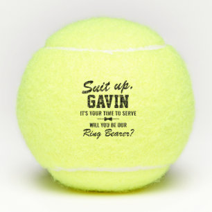 Personalised "Suit Up" Ring Bearer Proposal Tennis Balls