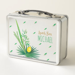 Personalised Sukkot Lulav and Etrog Four Species Metal Lunch Box