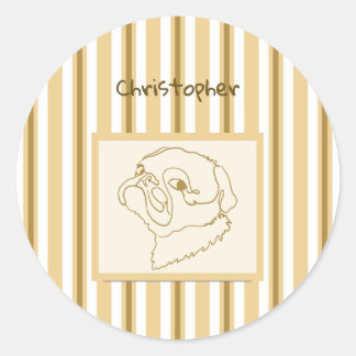 Personalised Summer Bath Pug Line Art Classic Round Sticker