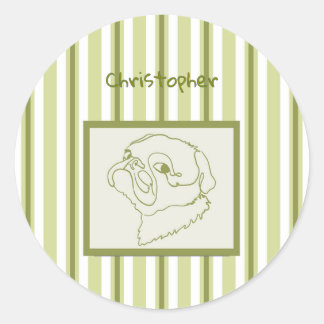 Personalised Summer Bath Pug Line Art Classic Round Sticker