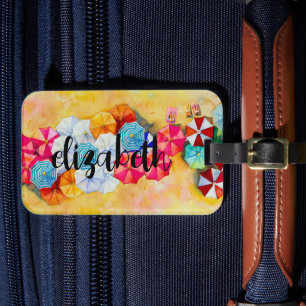 Personalised Summer Beach Umbrellas Luggage Tag