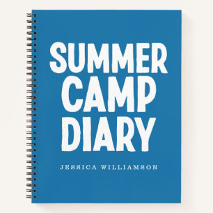 Personalised Summer Camp Diary in Blue Notebook