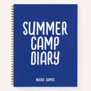 Personalised Summer Camp Diary in Blue Notebook
