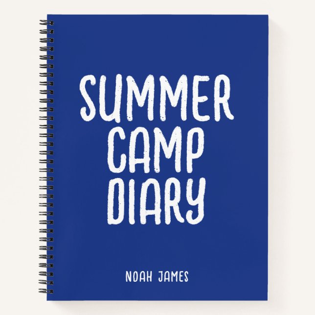 Personalised Summer Camp Diary in Blue  Notebook (Front)