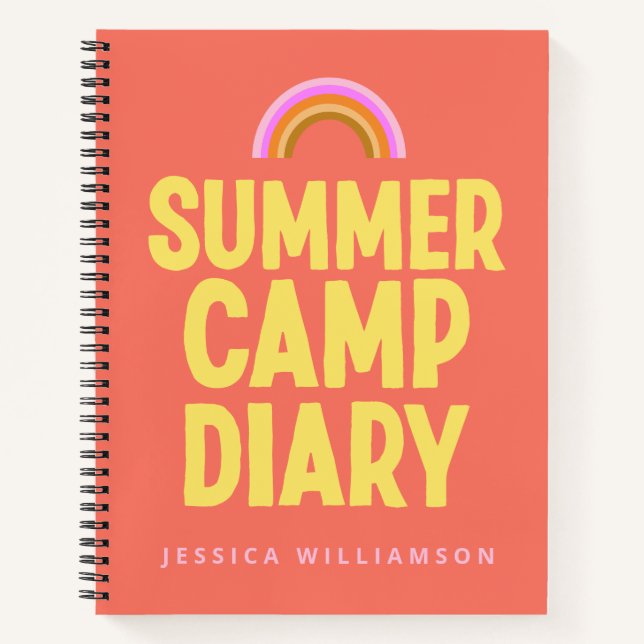 Personalised Summer Camp Diary in Orange  Notebook (Front)