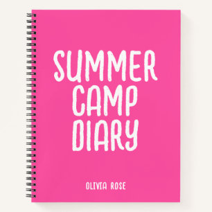 Personalised Summer Camp Diary in Pink Notebook