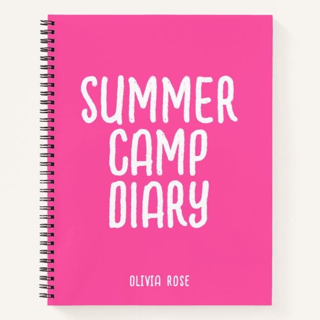 Personalised Summer Camp Diary in Pink  Notebook (Front)