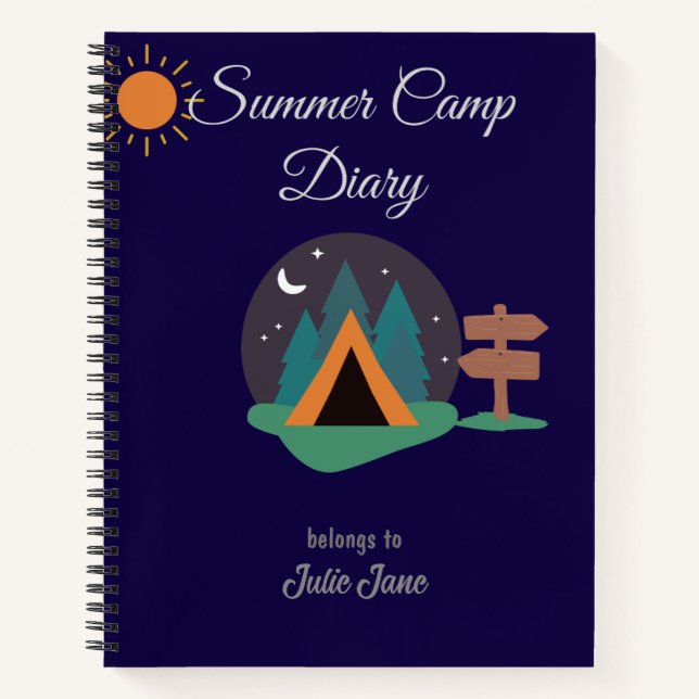 Personalised Summer Camp Diary Notebook (Front)