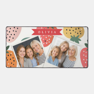 Personalised Summer Colourful Strawberry Pattern Desk Mat