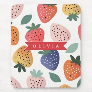Personalised Summer Colourful Strawberry Pattern Mouse Pad