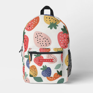 Personalised Summer Colourful Strawberry Pattern Printed Backpack