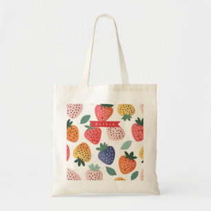 Personalised Summer Colourful Strawberry Pattern Tote Bag