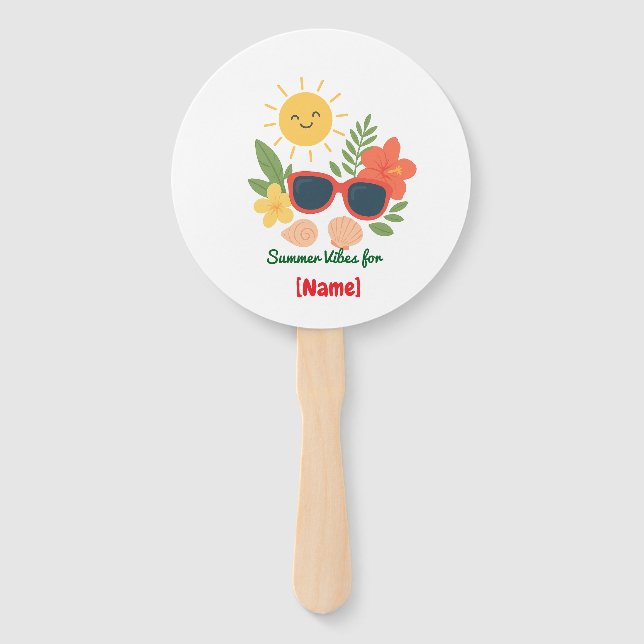 Personalised Summer Fan Set | Cute Sun, Tropical  (Front)