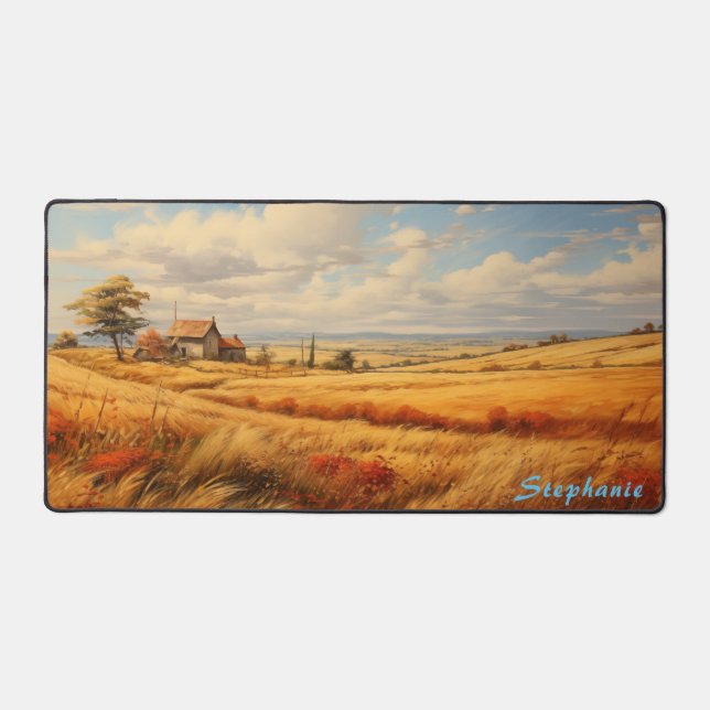 Personalised Summer Field Landscape Desk Mat  (Front)
