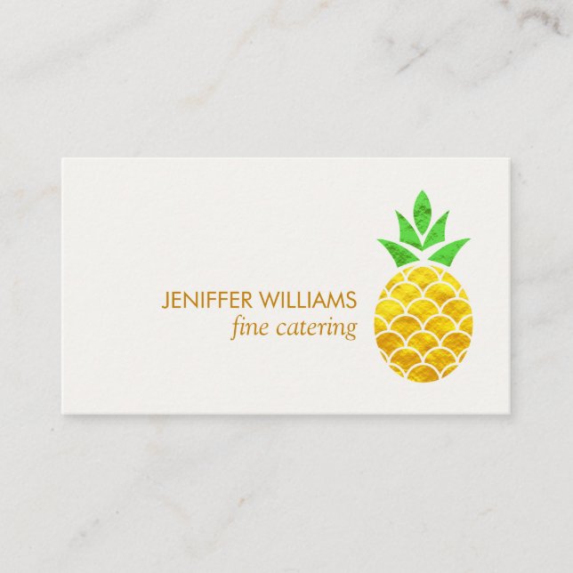 Personalised Summer Foil Gold Geometric Pineapple  Business Card (Front)