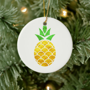 Personalised Summer Foil Gold Geometric Pineapple. Ceramic Ornament