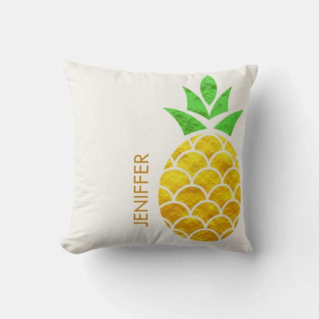 Personalised Summer Foil Gold Geometric Pineapple  Cushion (Front)