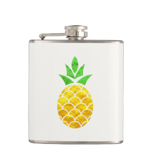 Personalised Summer Foil Gold Geometric Pineapple. Hip Flask
