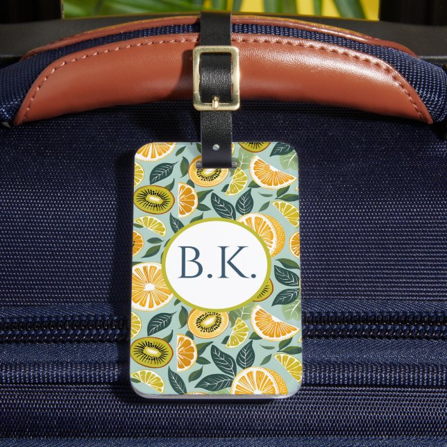 Personalised Summer Lemon Kiwi Luggage Tag  (Front Insitu 2)