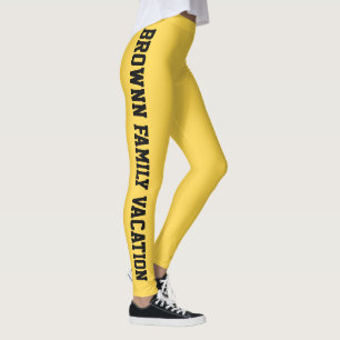 Personalised Summer Lemon Yellow Family Vacation Leggings